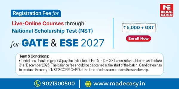 Registration Fee for Live-Online through NST for GATE & ESE 2027
